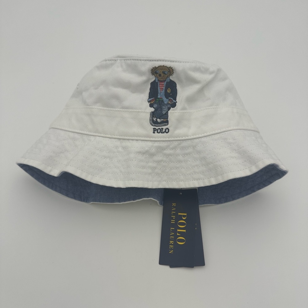 Polo Ralph Lauren Loft Embroidered Cotton-Twill Bucket Hat, S/M, White.